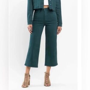 NEW Judy Blue Teal Wide Leg Cropped Tummy Control Jeans
